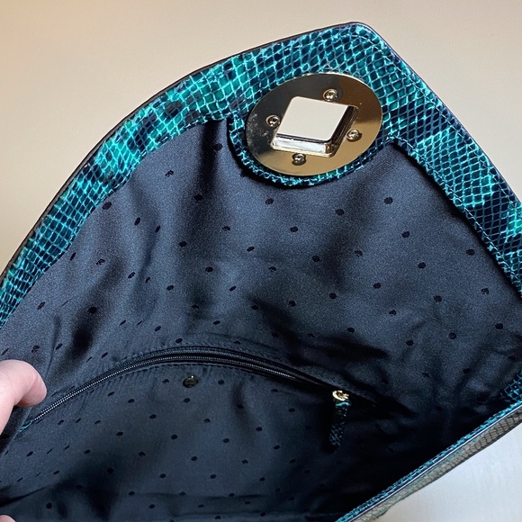 Kate Spade teal and black envelope clutch handbag - Picture 6 of 9